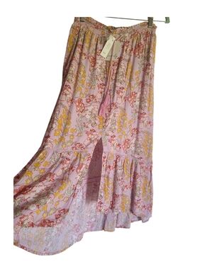 ​Wonderly Lilac Floral Maxi Skirt NWT Size S Boho Tiered High-Low